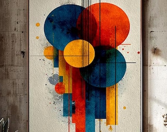 Bauhaus Geometrische Wand Kunst, Bunte Abstrakte Print, Mid Century Modern Poster, Primärfarben Kunst, Minimalistische Wand Dekor Download