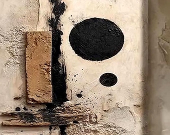 Quadro su tela beige testurizzata, tela astratta neutra, decorazione in stile giapponese, grande opera d'arte moderna per il soggiorno.