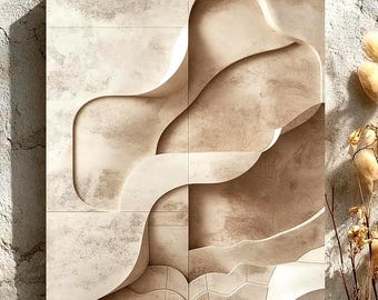 Japandi Neutral Wall Art, Beige Abstract Print, Minimalist Textured Decor, Modern Neutral Wall Decor, Digital Download