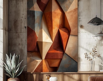 Terrakotta abstrakte Wandkunst druckbare, geometrische Erdtonkunst, modernes minimalistisches Dekor, neutraler digitaler Download
