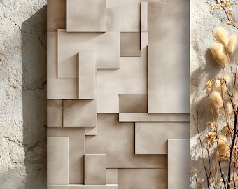 Neutrale geometrische Wandkunst, Beige abstrakte Wandkunst zum Ausdrucken, minimalistisches modernes Wanddekor, neutrale druckbare Wandkunst