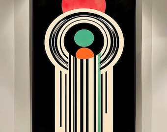 Stampa artistica da parete Bauhaus, poster geometrico astratto moderno di metà secolo, decorazione da parete minimalista, download digitale