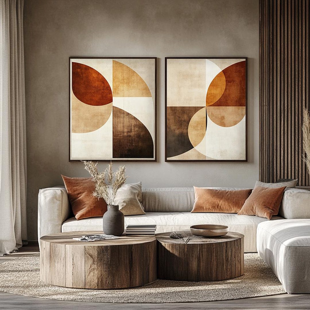 Geometric Earth Tone Art Prints: Minimalist Modern Set (digital ...
