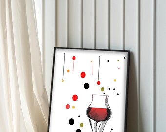 Minimalist Wine Glass Art Print: Modern Kitchen Decor (Digital Download)