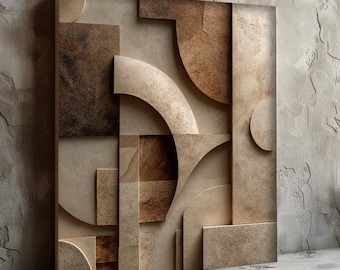 Quadratische abstrakte Wandkunst, beige strukturierter Gipsdruck, moderne minimalistische geometrische Kunst, neutraler zeitgenössischer digitaler Download