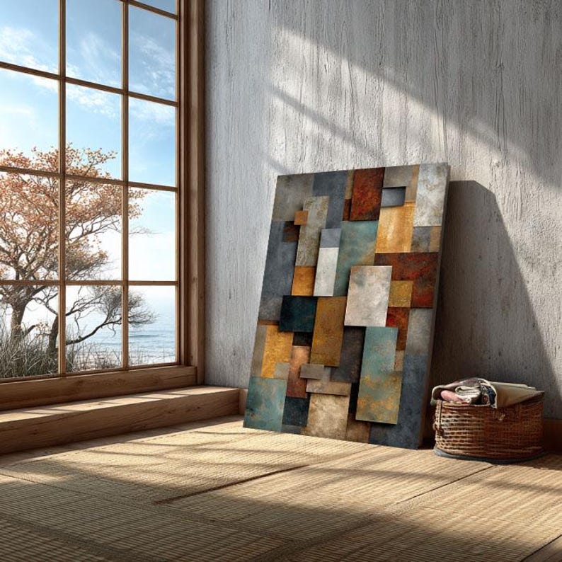 Textured Abstract Wall Art Printable, Boho Neutral Geometric Print ...