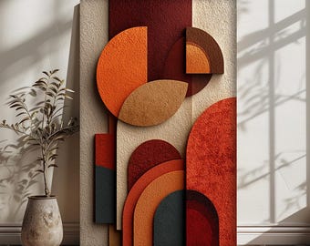 Mid Century moderne abstrakte Kunst, Terrakotta geometrisch digitaler Download, Retro minimalistischer Druck, Verhältnis 2:3 druckbare Kunst