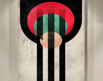 Bauhaus Wall Art, Geometric Mid Century Modern Print, Minimal Abstract Decor, Digital Download