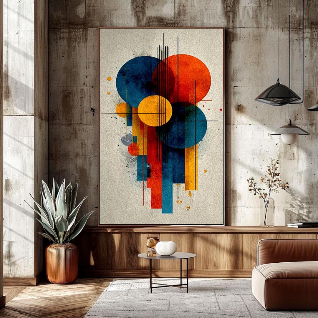 Bauhaus Geometric Wall Art, Colorful Abstract Print, Mid Century Modern ...