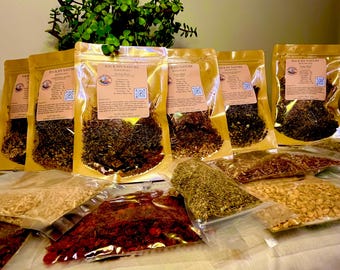 Healing Herbal Tea Blend • Sleep and Relax • Stress Relief • Immune Support • Hormonal Harmony • Energy and Vitality • Focus and Clarity