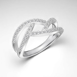 Sterling Silver Infinity Twist Ring with CZ Stones – Elegant Dainty Band for Women – Unique Stackable Ring – Gift for Her – Promise Ring