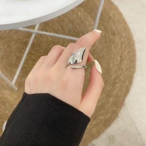Silver Wrap Ring Adjustable - Dainty Sterling Silver Open Ring for Women - Minimalist Jewelry Gift for Her - Handmade Elegant Ring