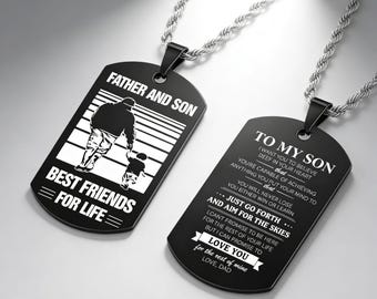 Collar con placa de identificación personalizada para mi hijo, collar con colgante de padre e hijo, regalo de joyería espiritual para hijo de papá, regalo de graduación para hijo, regalo de cumpleaños para hijo