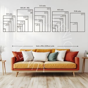 Frame Size Guide, Editable Wall Art Size Chart, Poster Size Guide, Art Ratio Comparison, Canva Template for Prints image 2