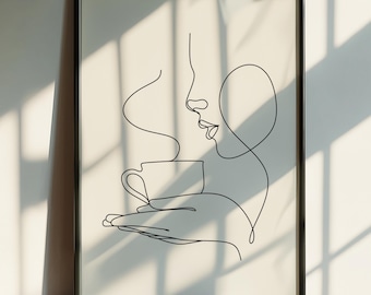 Woman Line Drawing Art Print | Minimalist Feminine One Line Wall Decor | Female Body Print Poster | Modern Body Line Art | Digital Download