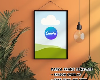 Wallart Frame Mockup Canva | Canvas Photo Frame Mockup | Canva Wall Art Mockup | Drag and Drop | Canva Frame Template | Wood Mockup Frame
