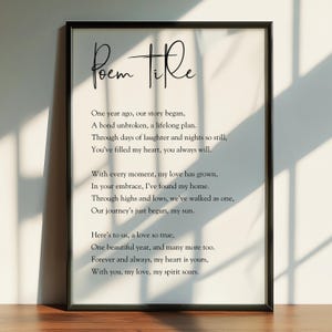 Kundenspezifisches Gedicht-Druck gerahmtes Plakat personalisierte Wandkunst für Jahrestage, Liebesbriefe, besonderer Anlass Printful Printe