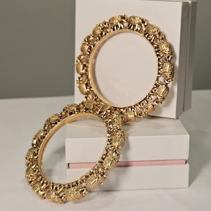 Gold Plated Elephant Kada Bracelet: Indian Bangle (Pair)