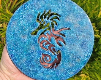 Unique Seahorse Enameled Plate, Seahorse Enamel Plate, Sea Horse Enamel Copper Plate, Sea Horse Enamel Plate, Decorative Plate, Home Decor