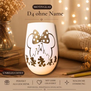 Romantic candle holder with Mickey Mouse silhouette – Individually engraved – Gift for adults, Romantic Candle Gift, Holiday Decor D4 ohne Name