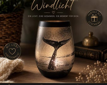 Walvislantaarn met bultrug en gegraveerde walvis | Bedankcadeau voor dierbaren | Nautische decoratie & cadeau voor oceaanliefhebbers