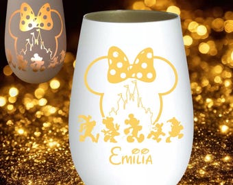 Personalized candle holder with Mickey Mouse engraving - Unique gift idea for Mother's Day, couples, Father's Day - Exclusive table decoration