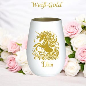 Enchanting, personalized unicorn lantern made of glass with individual engraving, the perfect gift for girls for Easter, birthday