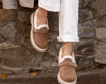 Läderloafers med bred tå | platta skor för kvinnor | oxfords och loafers i fårskinn | specialdesignade anatomiska skor