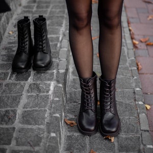 Halfhoge laarzen dames met lage hak en brede neus | lente-herfstlaarzen voor dames | Enkellaarsjes met ritssluiting | op maat gemaakte laarzen