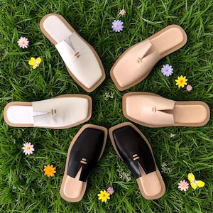 Leather Square Toe Mules - wide toe box shoes women | slingback shoes for women | stylish designer mules | handmade custom any color shoes