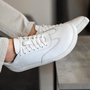 White Leather Sneakers men | Wide Toe Box shoes men | Anatomical custom sneakers for men