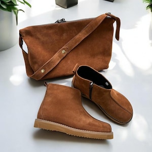 Leren enkellaarzen met brede neus en ritssluiting | anatomische laarzen met platte zool | Zero-drop-laarzen | handgemaakte custom schoenen in elke kleur