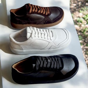Leather Sneakers shoes for men and women | wide width wide toe box | genuine leather unisex shoes | classic anatomical sneakers
