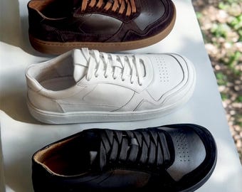 Leather Sneakers shoes for men and women | wide width wide toe box | genuine leather unisex shoes | classic anatomical sneakers