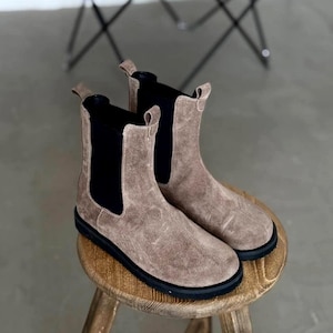 Casual Leather Chelsea boots Wide Toe Box | barefoot shoes women | Custom Anatomical Zero Drop Shoes