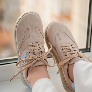 Gray Suede Sneakers | Wide Toe Box Shoes Women | Anatomical Handmade Sneakers | Colorful Leather Shoes | Barefoot Style Trainers Women image 13