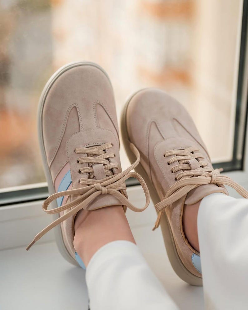 Gray Suede Sneakers | Wide Toe Box Shoes Women | Anatomical Handmade Sneakers | Colorful Leather Shoes | Barefoot Style Trainers Women image 13