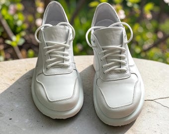 Custom White leather sneakers | Wide Toe Box shoes women | Anatomical Barefoot Style Shoes | Handmade Any Color Shoes