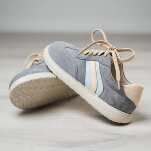 Gray Suede Sneakers | Wide Toe Box Shoes Women | Anatomical Handmade Sneakers | Colorful Leather Shoes | Barefoot Style Trainers Women image 7