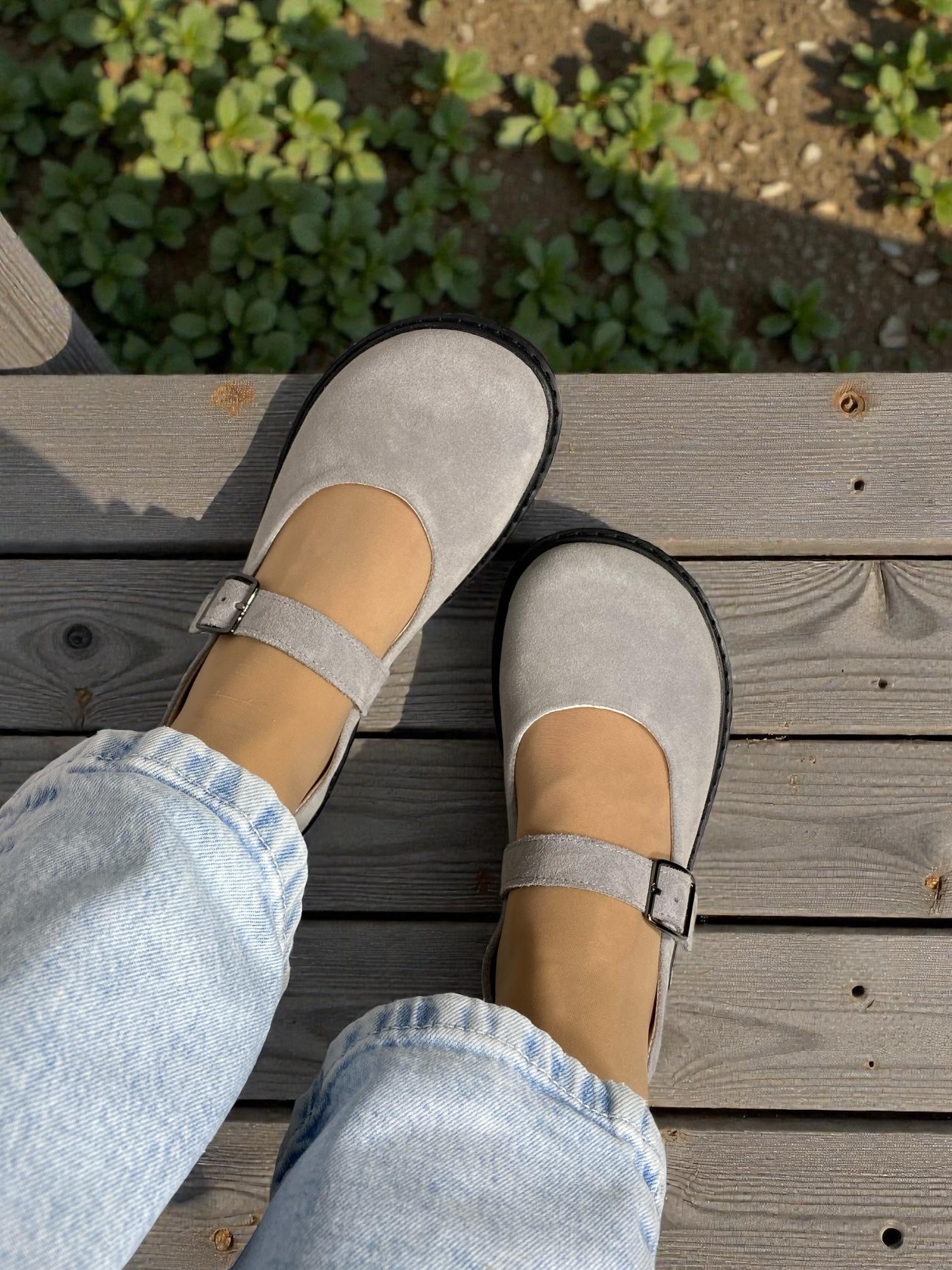 Brown Leather Mary Jane Shoes | Wide Toe Box Shoes Women 