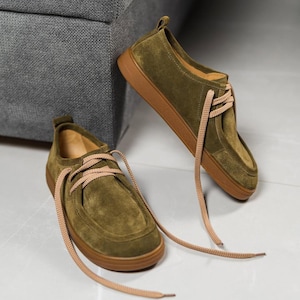 Wide Toe Box shoes men suede moccasins | lace-up loafers shoes men | leather anatomical zero drop shoes | custom handmade shoes
