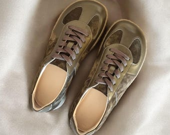 Leather Retro Sneakers - Wide Toe Box shoes women | anatomical sneakers vintage | handmade custom any color shoes