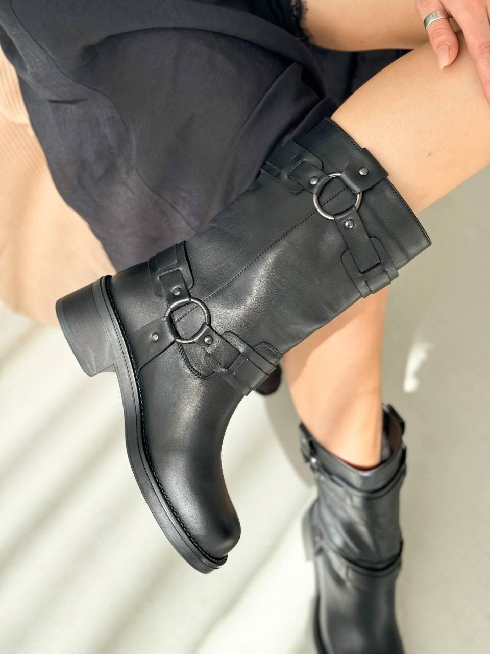 Low Heel Mid Calf Boots