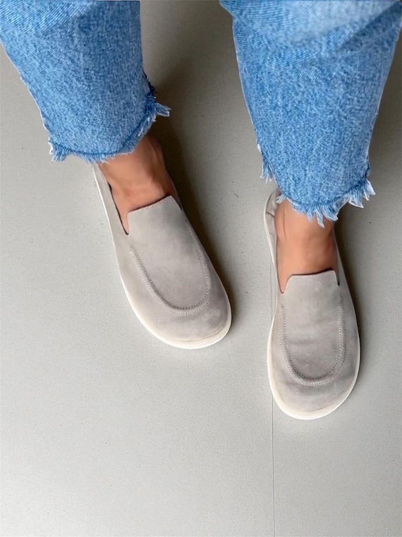Leather suede wide toe box shoes women | barefoot loafers women | anatomical classic loafers | handmade custom shoes any color