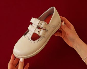 Womens leather t-strap oxford shoes Mary Janes | wide toe box shoes women | handmade anatomical custom shoes any color