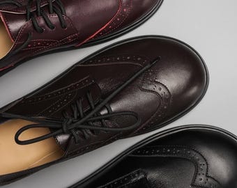 Leather oxford women | Wide toe box shoes women | handmade lace-up loafers | anatomical moccasins shoes | custom shoes any color