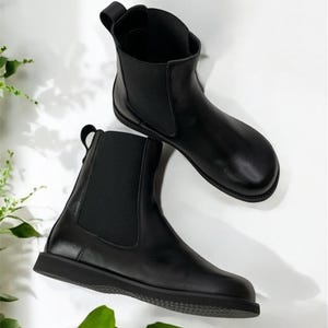 Klassieke leren chelseaboots | Halfhoge laarzen met brede neus voor dames | Custom Anatomic Zero Drop-schoenen in alle kleuren