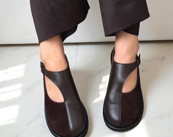 Leather Suede Ballet Flats Mary Jane T-Strap | Wide Toe Box Shoes Women | Anatomical Women Dress Shoes | Handmade Custom Shoes Any Colors
