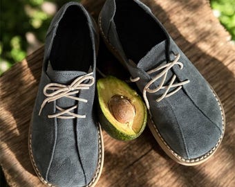 Leather suede loafers wide toe box | lace-up oxford shoes women | custom handmade anatomical shoes any color