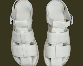 White fisherman sandals leather | Gladiator barefoot style sandals | wide toe box sandals women | anatomical custom shoes any color